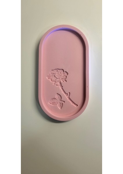 Beton Oval Sunum Tepsi(Çiçek Desenli Özel Model)