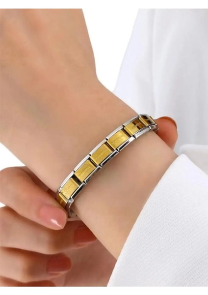 Gerçek Unisex Italyan Charm Bileklik Paslanmaz Çelik Bileklik