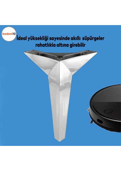 Kale Lüks Mobilya Yükseltici Kanepe Sehpa Tv Ünitesi Koltuk Ayağı Baza Ayakları Krom 23 cm