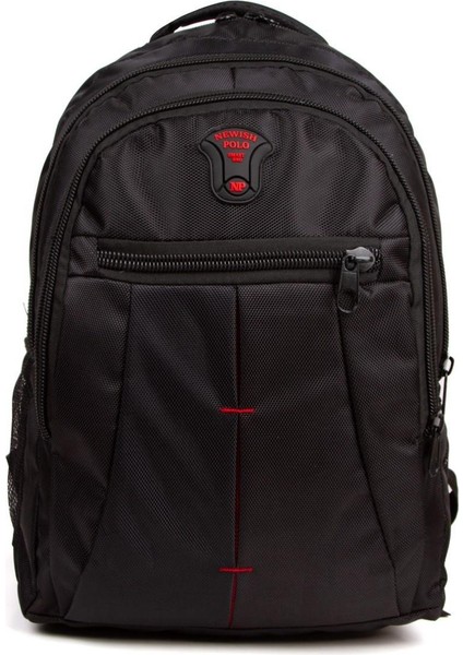 Erkek Siyah Dayanıklı Su Geçirmez Kumaş Fermuarlı Laptop Okul Spor ve Sırt Çantası (32X47CM) newpolo032 modelleri