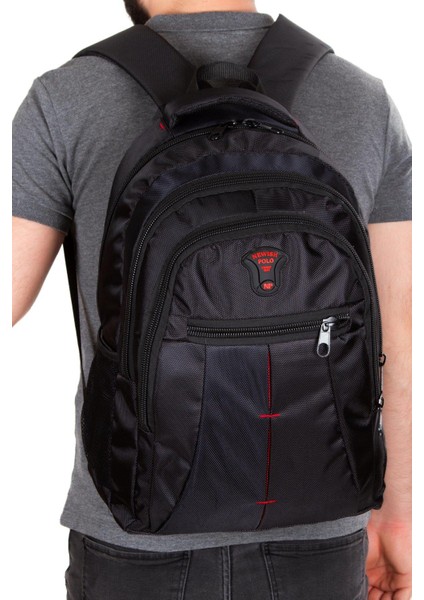Erkek Siyah Dayanıklı Su Geçirmez Kumaş Fermuarlı Laptop Okul Spor ve Sırt Çantası (32X47CM) newpolo032 indirimleri