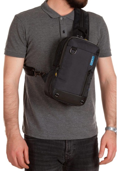 Erkek Kumaş Çapraz Göğüs ve Omuz Çantası newpolo158 - Mavi - Siyah