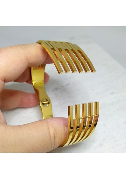 Altılı Kaburga Çelik Kelepçe Bilezik | Düz Model indirimleri