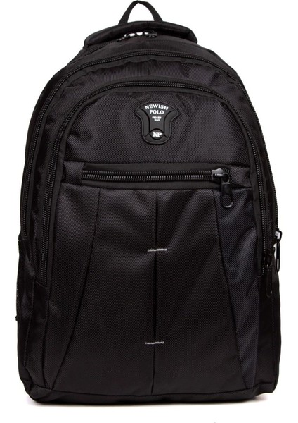 Erkek Siyah Dayanıklı Su Geçirmez Kumaş Fermuarlı Laptop Okul Spor ve Sırt Çantası (32X47CM) newpolo032 modelleri