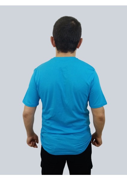 Erkek Hawaii Sıfır Yaka Basic Turkuaz Tişört fırsatları