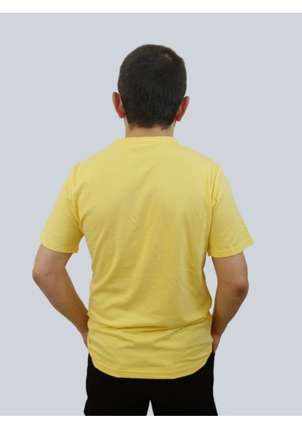 Erkek Hawaii Sıfır Yaka Basic Sarı Tişört