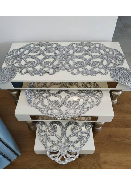 Yatak Odası Komidin Örtüsü/1 Adet 70X31CM/2 Adet Sehpa Örtüsü/ışıltılı/