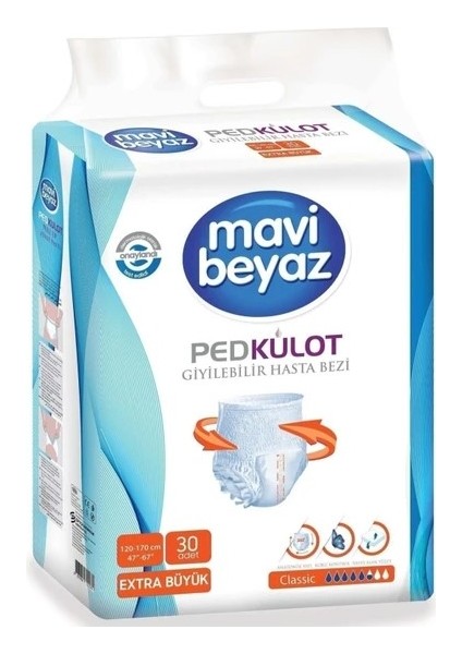 Ped Külot Yetişkin Hasta Bezi Extra Büyük Boy-Xlarge 30 Lu 4 Paket 120 Kullanım