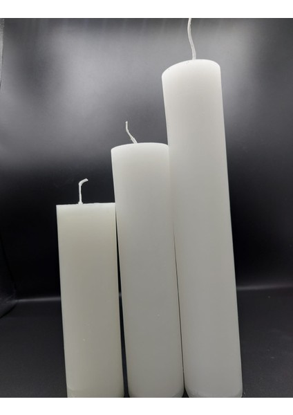 Soya Parafinli Beyaz Çap:5 cm Boy:20 Silindir Blok Mum 3 Adet 40 Saat Yanış Süreli Beyaz