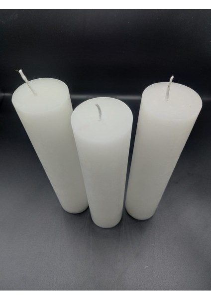 Soya Parafinli Beyaz Çap:5 cm Boy:20 Silindir Blok Mum 3 Adet 40 Saat Yanış Süreli Beyaz fiyatları