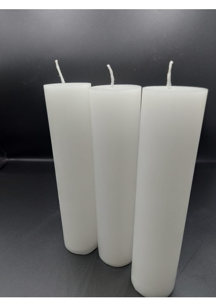Soya Parafinli Beyaz Çap:5 cm Boy:20 Silindir Blok Mum 3 Adet 40 Saat Yanış Süreli Beyaz modelleri