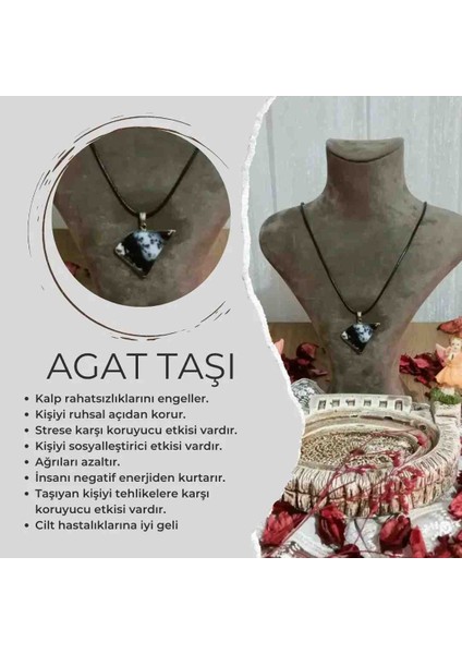 Üçgen Kesim Agat Doğal Taş Kolye modelleri