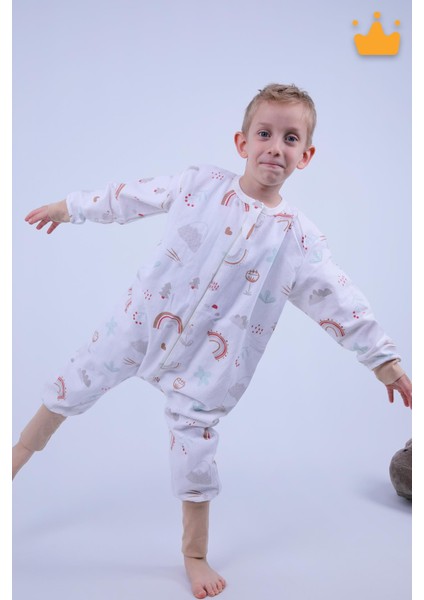 2-8 Yaş 1 Tog Pazen Çocuk Uyku Tulumu Unisex Uzun Kollu Uyku Tulumu
