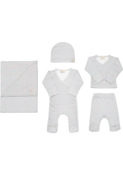 Yenidoğan Desenli Organik Pamuk Hastane Çıkışı 5li Set