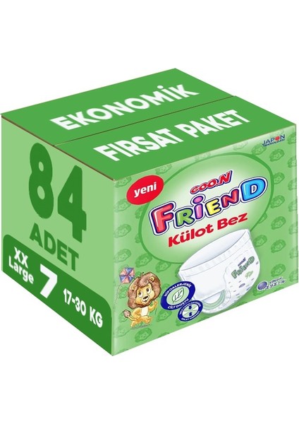 Friend Külot Bebek Bezi Beden:7 (17-30KG) Xx Large 84 Adet Ekonoik Fırsat Pk