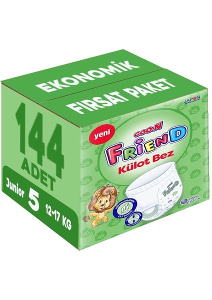 Friend Külot Bebek Bezi Beden:5 (12-17KG) Junior 144 Adet Ekonomik Fırsat Pk