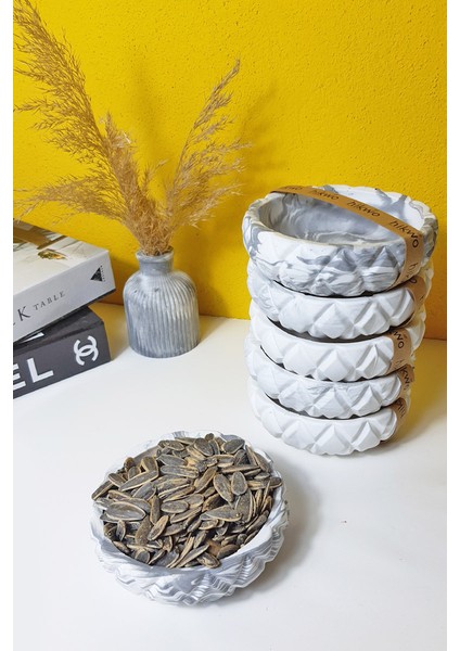 Mermer Desenli 6 Adet Büyük Boy Çerezlik – Çeyizlik – Hediyelik – Ev Hediyesi