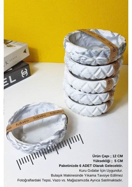 Mermer Desenli 6 Adet Büyük Boy Çerezlik – Çeyizlik – Hediyelik – Ev Hediyesi fırsatları