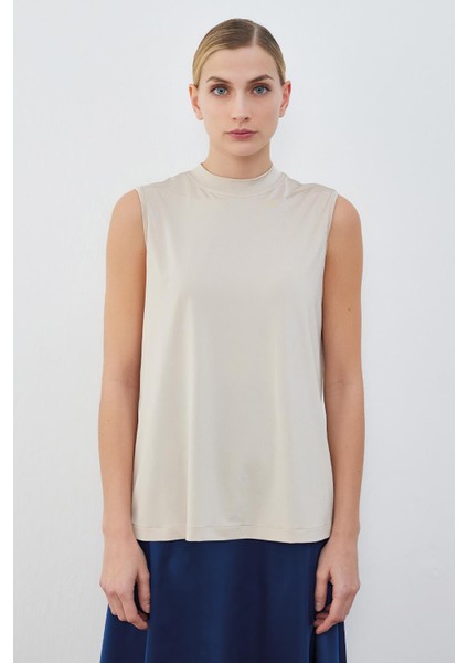 Ipek Örme Teva Kolsuz Iç Bluz Bej