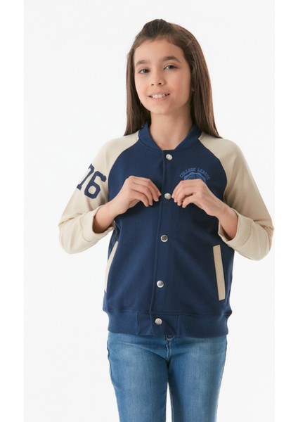 Baskılı Dik Yaka Kız Çocuk Kolej Ceket modelleri