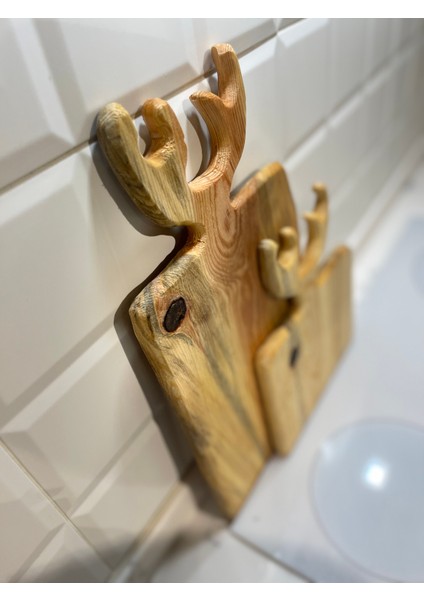 2.li Ahşap Kesme Sunum Tahtası Geyik Boynuz Desen modelleri