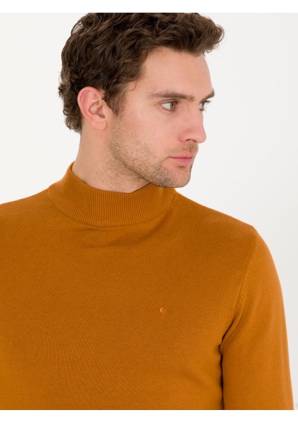 Erkek Tarçın Slim Fit Pamuk Karışımlı Yarım Balıkçı Basic Triko Kazak 50257392-VR191 indirimleri