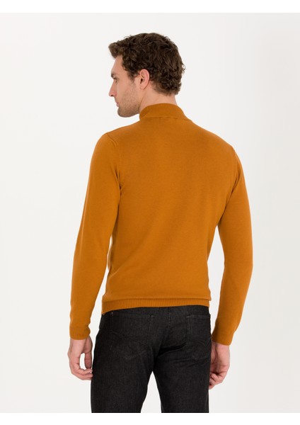 Erkek Tarçın Slim Fit Pamuk Karışımlı Yarım Balıkçı Basic Triko Kazak 50257392-VR191