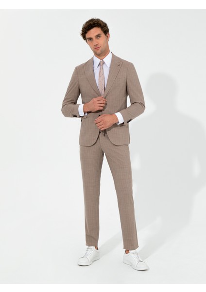 Erkek Bej Slim Fit Takım Elbise 50260681-VR011