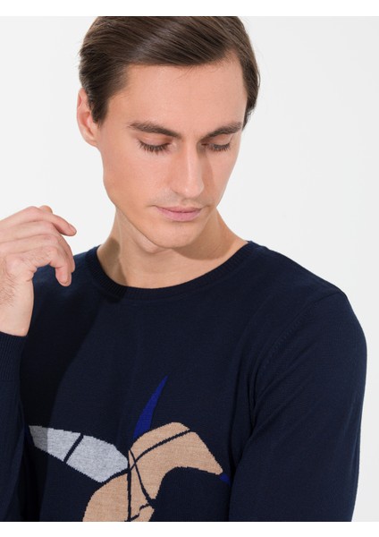 Erkek Lacivert Slim Fit Bisiklet Yaka Triko Kazak 50259632-VR033 modelleri