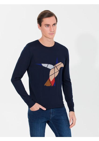 Erkek Lacivert Slim Fit Bisiklet Yaka Triko Kazak 50259632-VR033 fırsatları