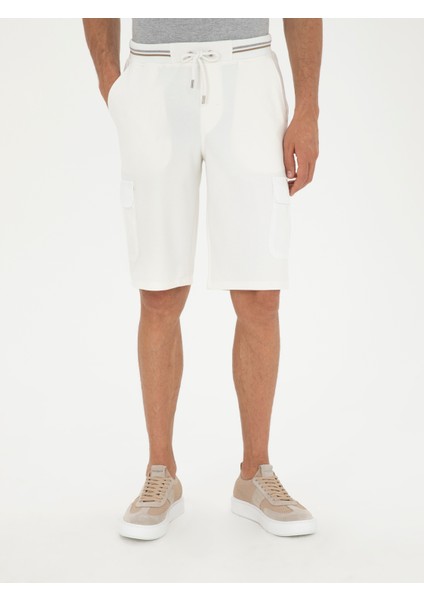 Erkek Beyaz Slim Fit Kargo Cepli Şort 50284605-VR013 fiyatları