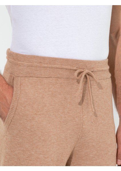 Erkek Bej Slim Fit Lastikli Paça Triko Pantolon 50260369-VR011