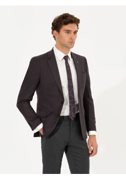 Erkek Bordo Slim Fit Ceket 50258858-VR014