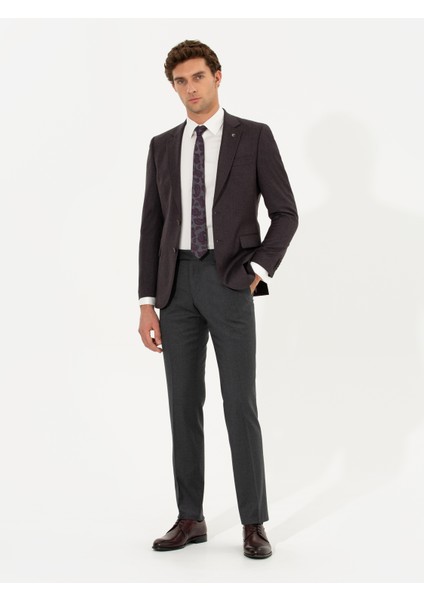 Erkek Bordo Slim Fit Ceket 50258858-VR014