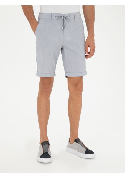 Erkek Açık Mavi Regular Fit Beli Bağcıklı Şort 50289150-VR003