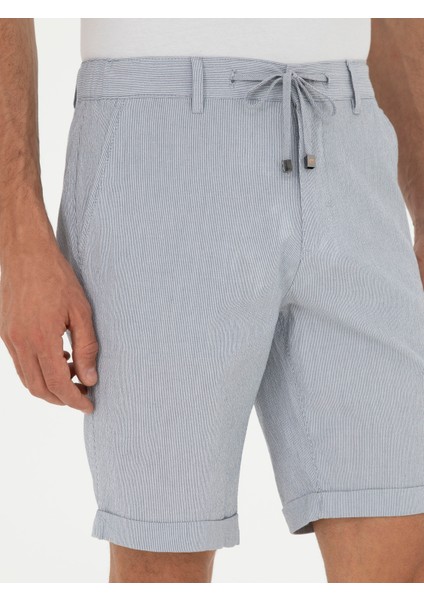 Erkek Açık Mavi Regular Fit Beli Bağcıklı Şort 50289150-VR003