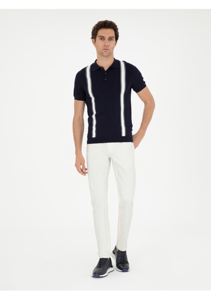 Erkek Lacivert Slim Fit Polo Yaka Triko T-Shirt 50288820-VR033 fırsatları