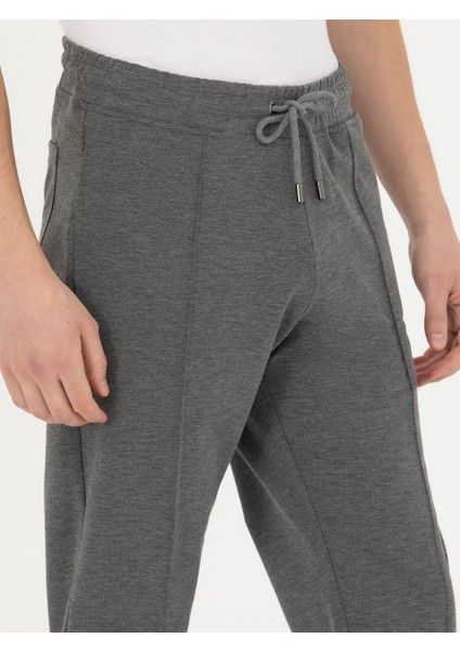 Erkek Gri Melanj New Slim Fit Eşofman Altı 50277826-VR086