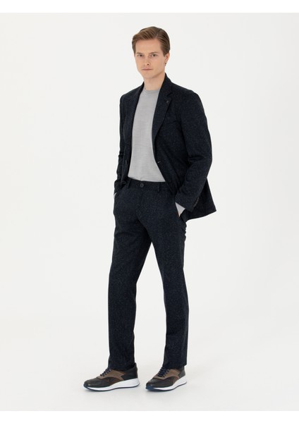 Erkek Lacivert Slim Fit Yün Karışımlı Kumaş Pantolon 50273665-VR033 modelleri