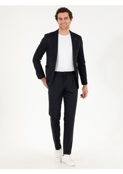 Erkek Lacivert Slim Fit Kumaş Pantolon 50265279-VR033