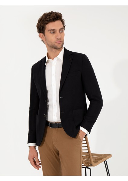 Erkek Siyah Slim Fit Ceket 50260594-VR046