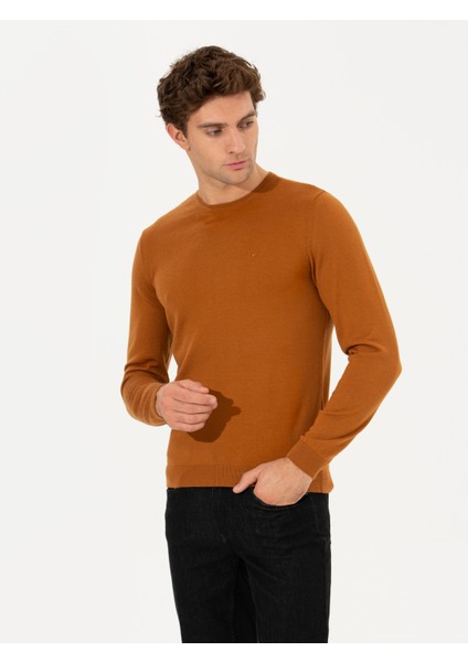 Erkek Tarçın Slim Fit Bisiklet Yaka Basic Triko Kazak 50237038-VR191 modelleri