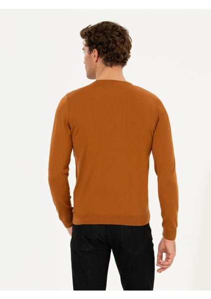 Erkek Tarçın Slim Fit Bisiklet Yaka Basic Triko Kazak 50237038-VR191 indirimleri