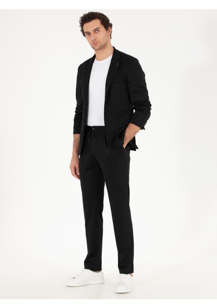 Erkek Siyah Slim Fit Kumaş Pantolon 50265279-VR046