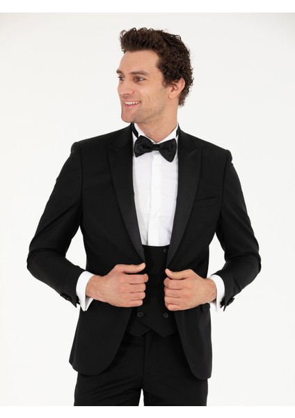 Erkek Siyah Slim Fit Yelekli Smokin Damatlık 50267710-VR046 fırsatları