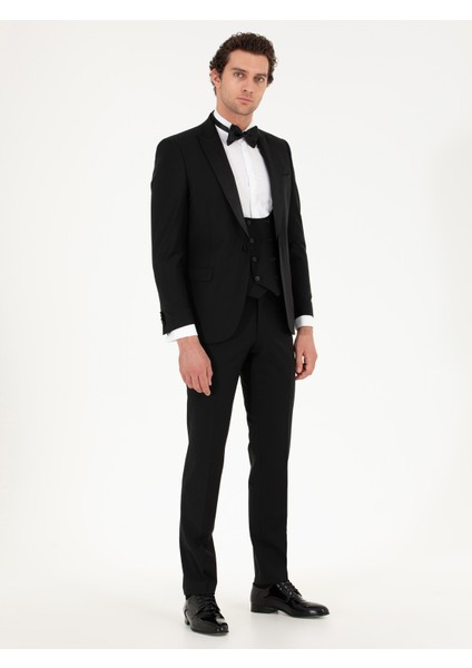 Erkek Siyah Slim Fit Yelekli Smokin Damatlık 50267710-VR046 indirimleri