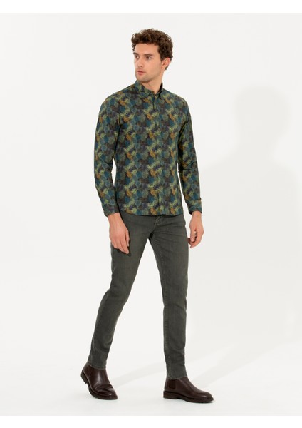 Erkek Yeşil Slim Fit Jean Pantolon 50259340-DN0030