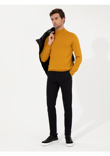 Erkek Sarı Slim Fit Yarım Balıkçı Basic Triko Kazak 50257711-VR044 modelleri