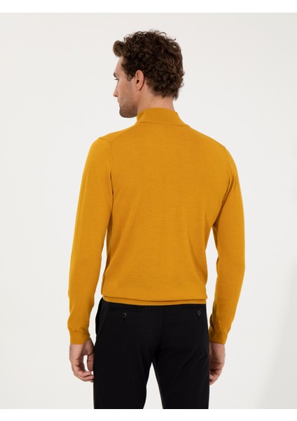 Erkek Sarı Slim Fit Yarım Balıkçı Basic Triko Kazak 50257711-VR044 indirimleri