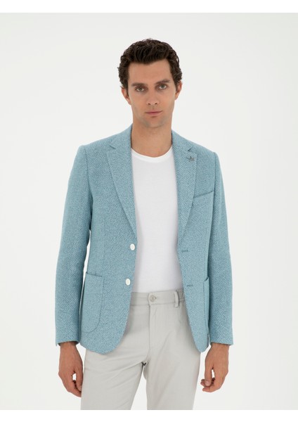Erkek Aqua Slim Fit Keten Karışımlı Ceket 50284659-VR007